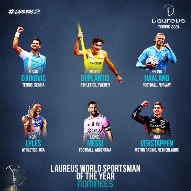 劳伦斯年度最佳运动员提名者：梅西、哈兰德、邦马蒂
